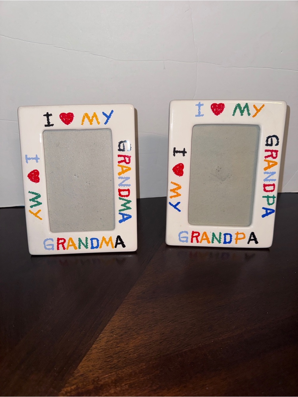 2 Vintage 90’s Picture Frames Set  Blocks I Love My Grandpa & Grandma 8x6 Frame